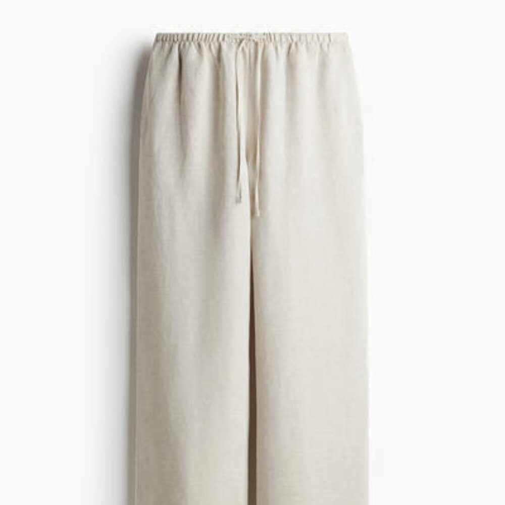 Straight Linen Blend Trousers